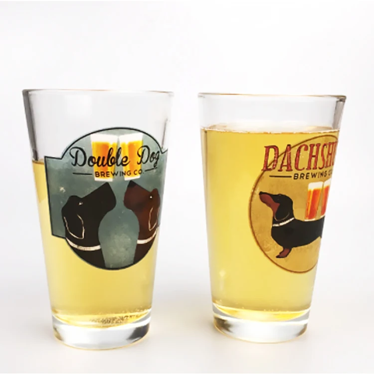 jinbaijia Factory Custom Logo Sublimation Etched Frosted Creative 16oz 473ml Beer Stein Classic Reusable Mutil Colored Pint Beer Glass