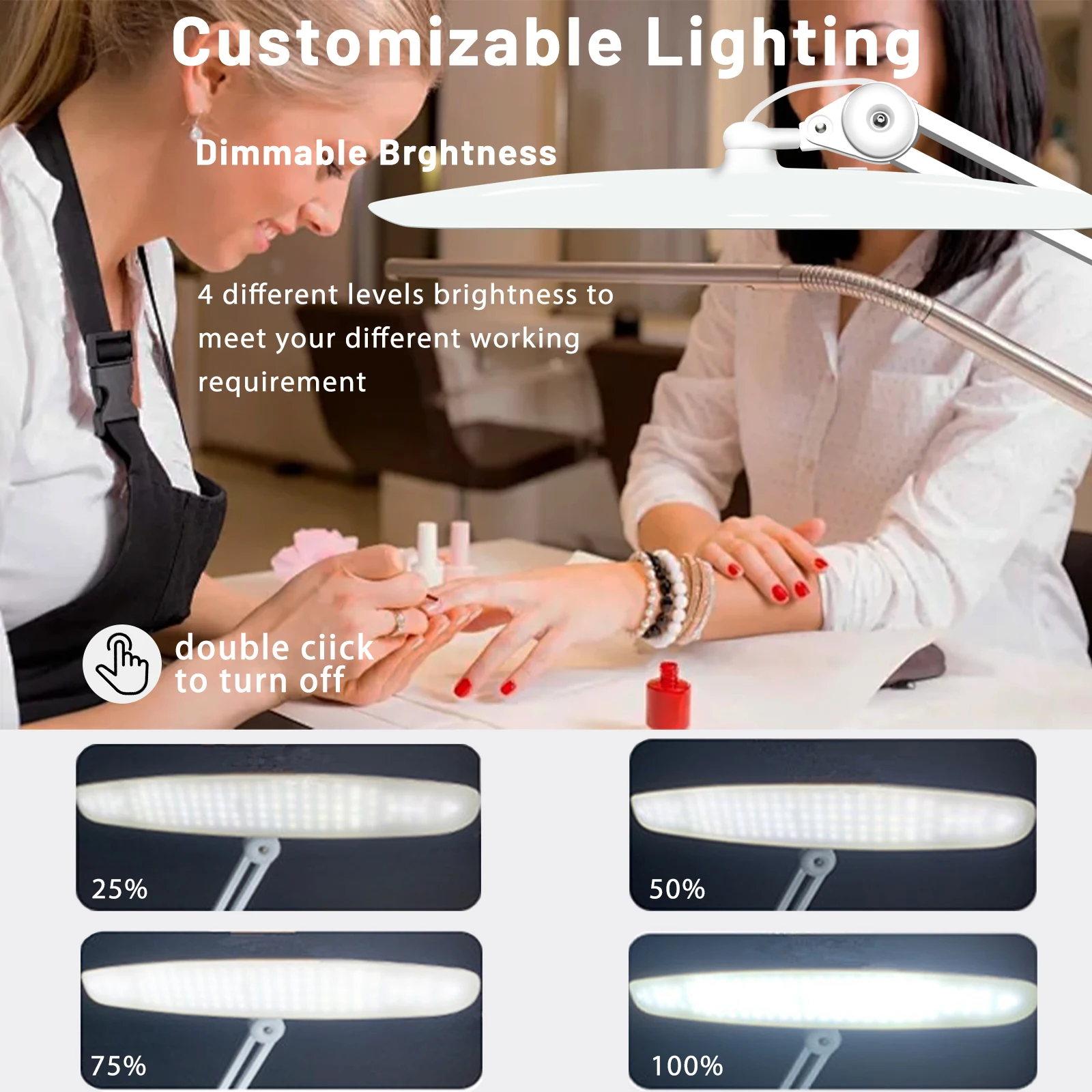 Customization Universal Table Clamp Manicure Supplies Equipment Shadowless 38W LED Nail Lamp for Desk Beauty Dental Lab