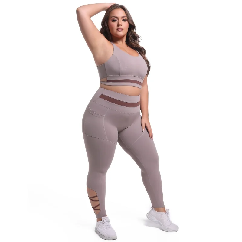 product odm oem workout sets for women 2 piece exercise outfits 5xl plus size solid color fitness leggings yoga pants workout conjuntos-60