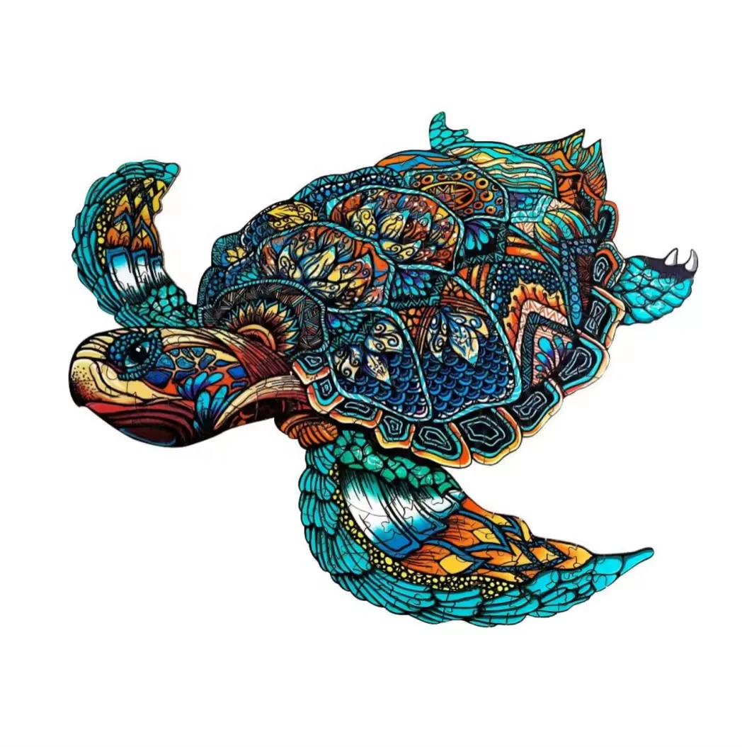 Sea Turtle 3D Puzzle Unique Shape Wood Animal Puzzle Wooden Jigsaw Puzzles for Adults Kids Gift