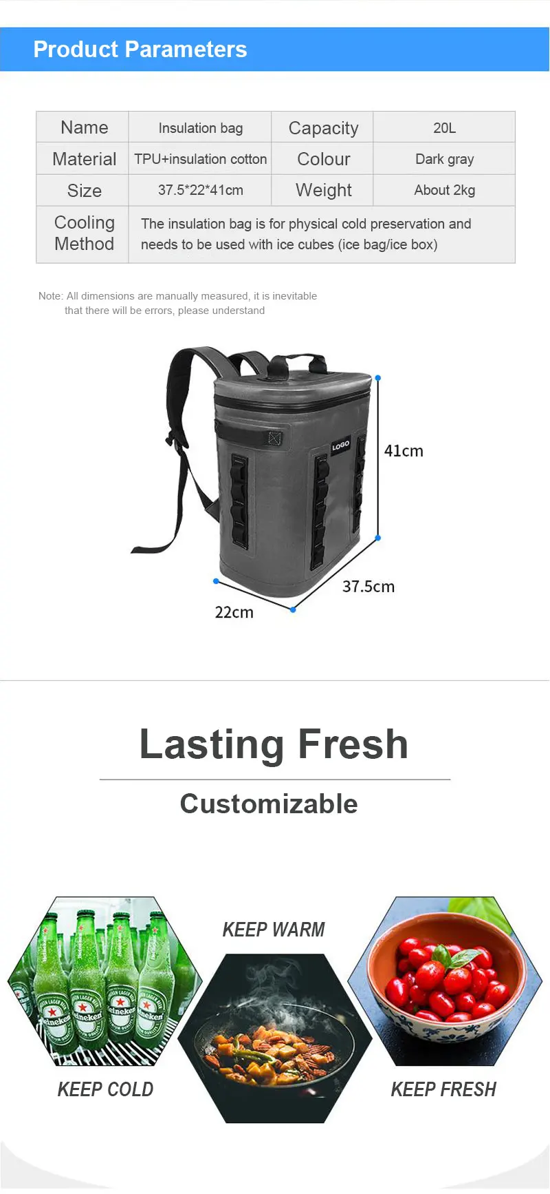 Sportout Camping Cooler Leak-Proof Soft Picnic Cooler Backpack Waterproof Insulated Backpackpr Protable Cooler Bag