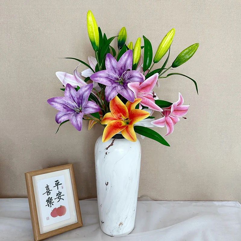 product jh factorys three headed silk lily flower wedding christmas and graduation decorative flower direct manufacturer supply-56