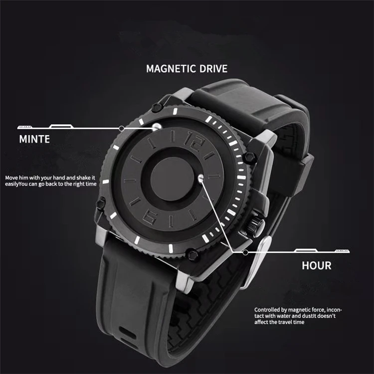 EUTOUR E029 Schwarz Magnet uhr Herren Casual Silikon uhren Herren Mode  Quarz Magnet ball Wasserdichte Sport uhr Relogio Mascu