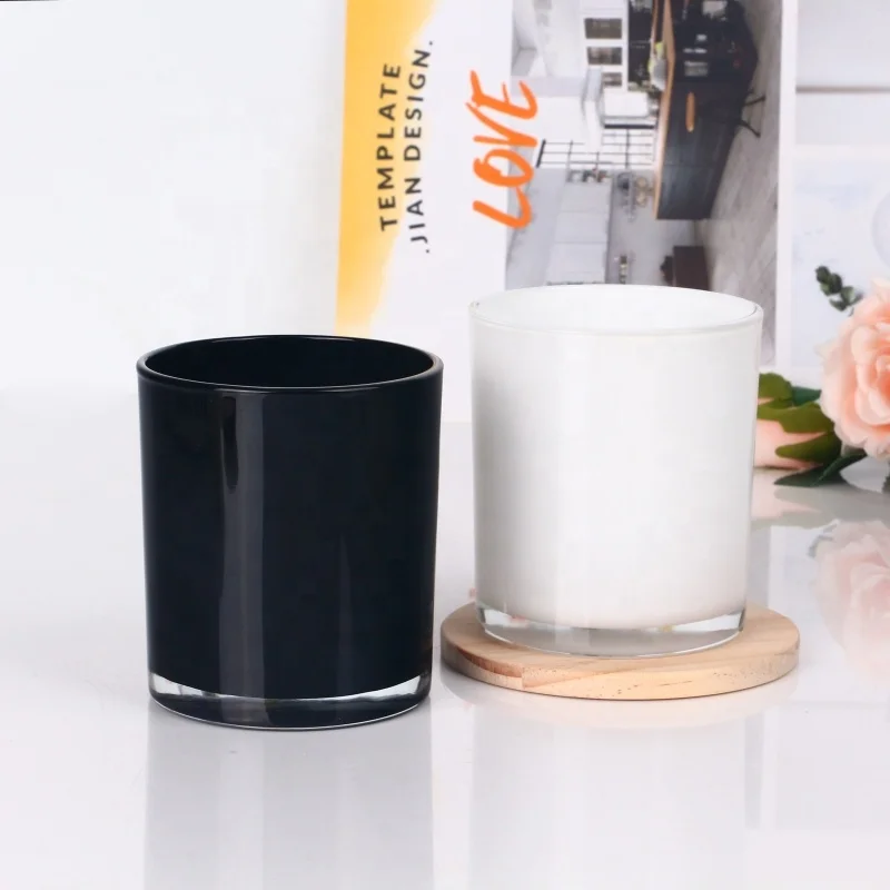 White Black Colored 8oz Glass Candle Holder Jars Container For Candle Making