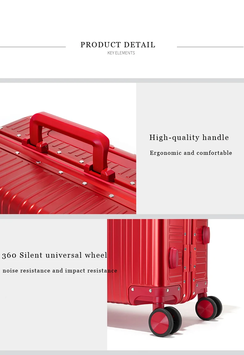 Wholesale aluminum luggage with full aluminum shell  20"24inch Travel Suitcases Luggage Case With BOM/One-stop Service