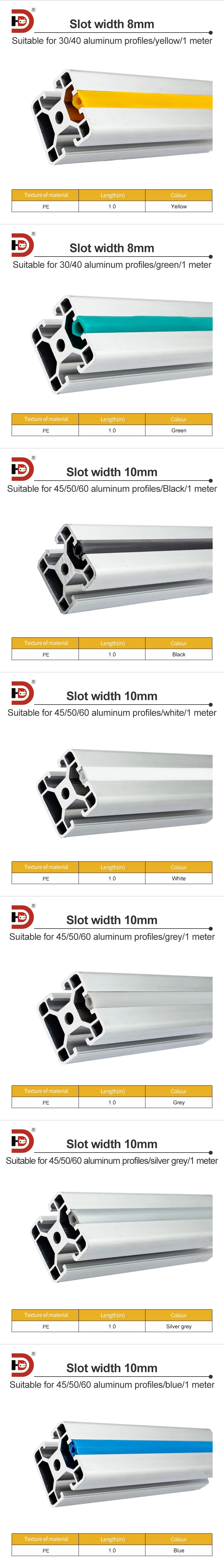 Aluminum Profile Flat Sealing Soft Rubber Strip 20/30/40 Aluminum Profile PVC Decorative Strip PE groove Sealing Strip supplier