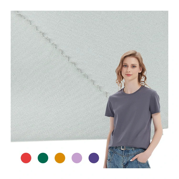 High Qulatiy Knitted Solid Fabric Polyester Cotton Spandex Material 60S Pima Jersey Fabric