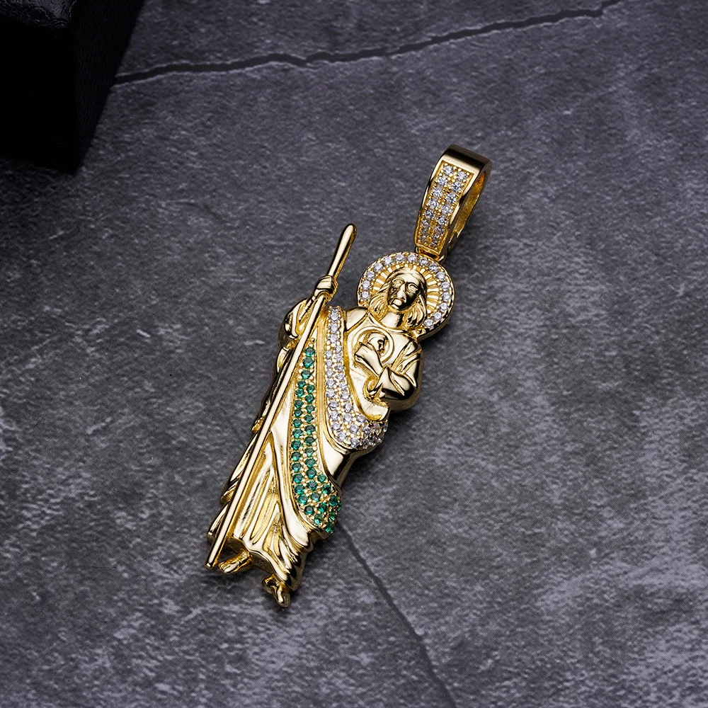 925 Sterling Silver Saint Jude Rope-Style Rectangular Pendant - Religious Jewelry - View #3