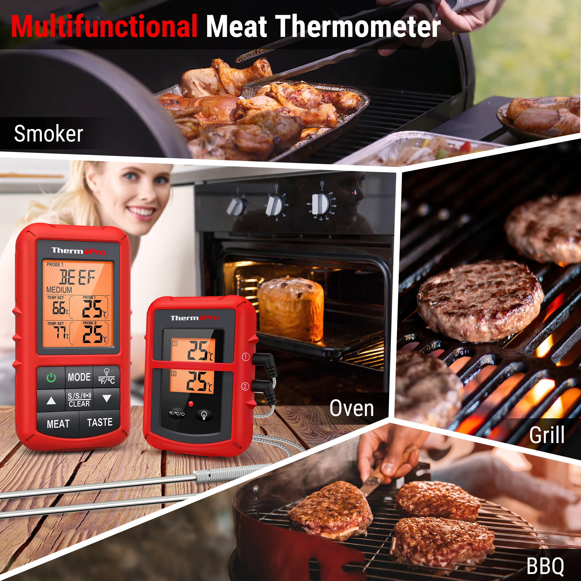 Dual Probes Digital Thermopro Tp20c Wireless Meat Thermometer