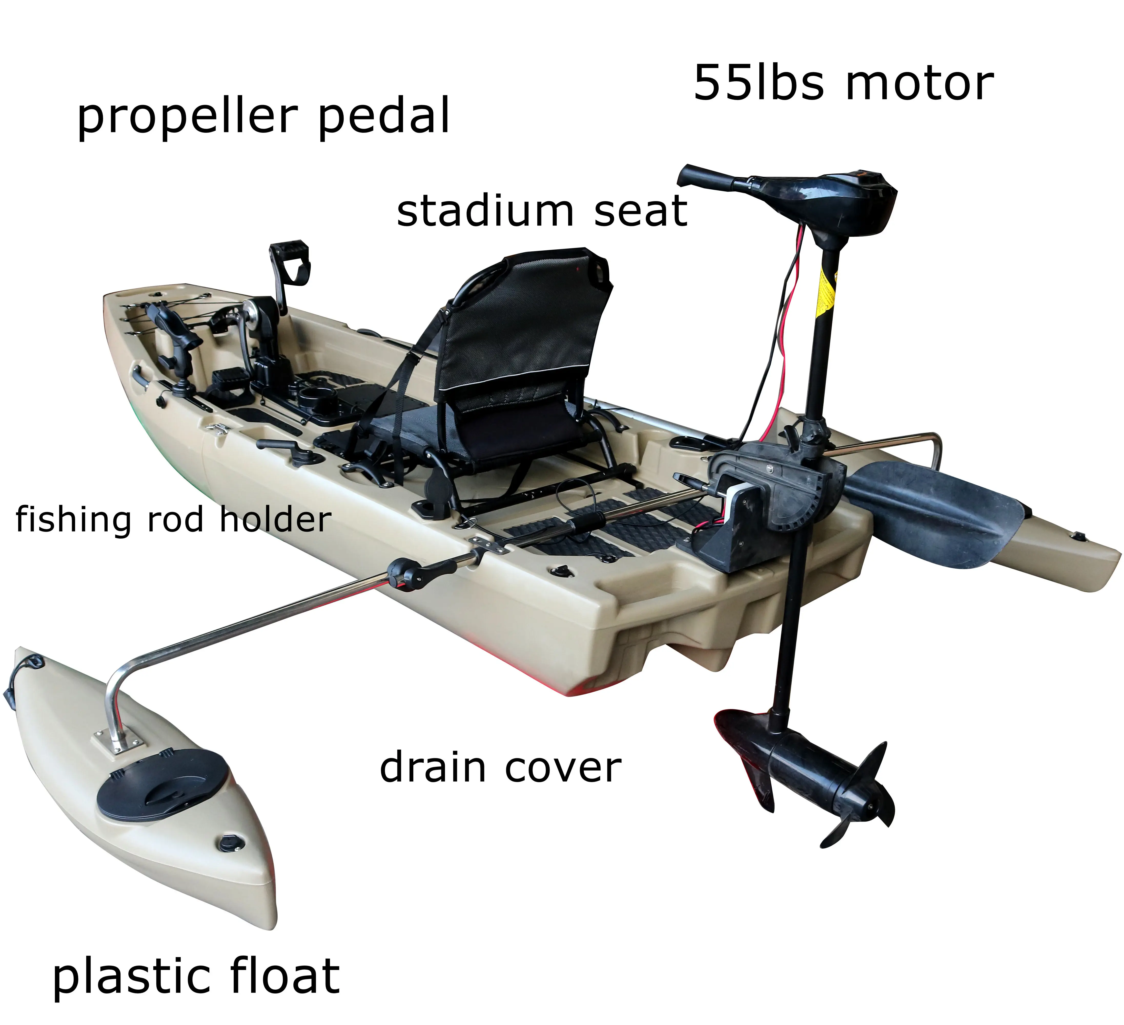 Vicking New Designed 2.96M 1 Person Modular Fishing Kayak with Pedals Detachable Foldable Kayak Electric Kayak Motor 12v VK