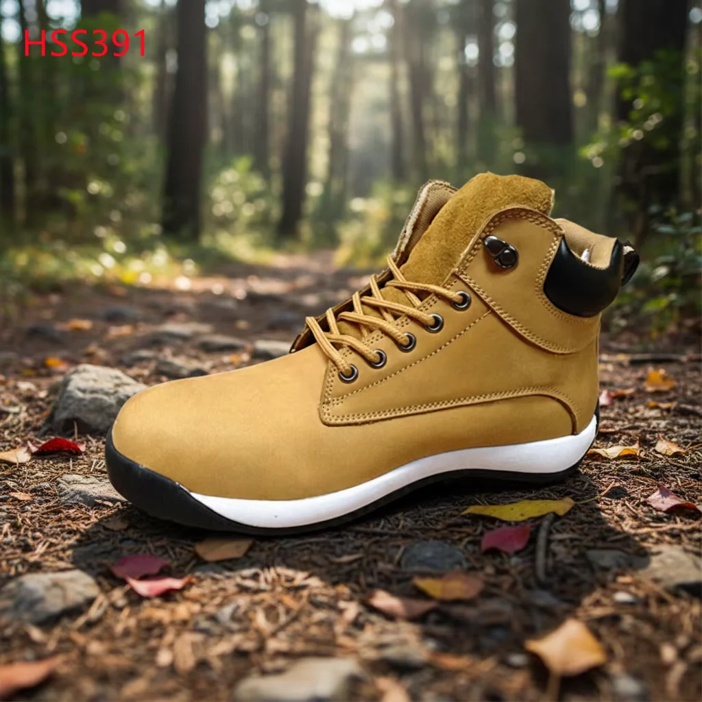 HY,Peak Ascent Nubuck Leather Honey Color Hiking Boots Factory Output Long Lasting extra Shock-proof Sole Safety Shoes HSS391
