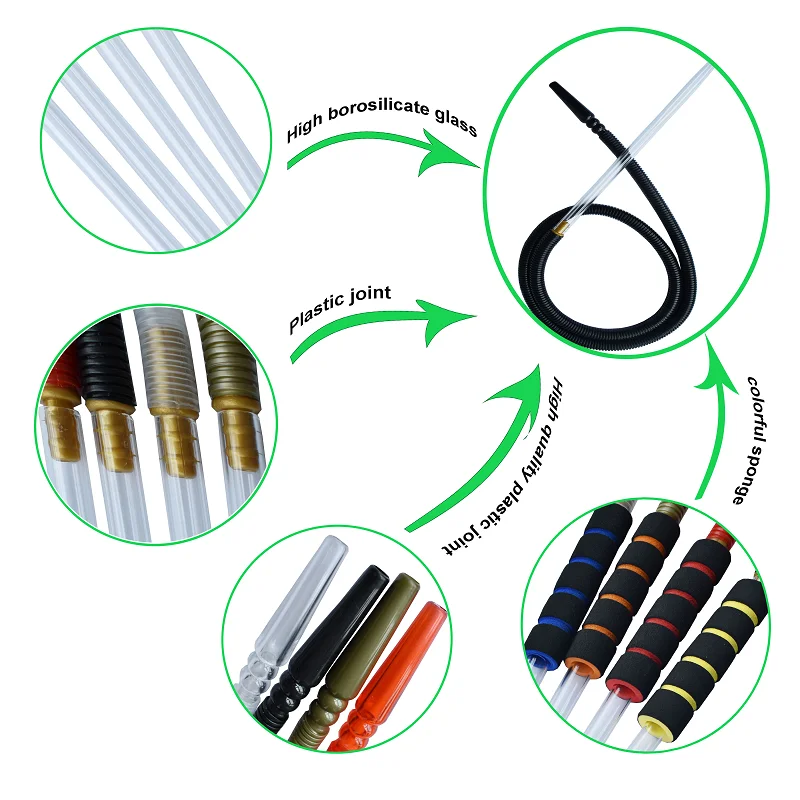 Cheap Factory Supply One Time Use Shisha Hookah Hose Glass Pipe And