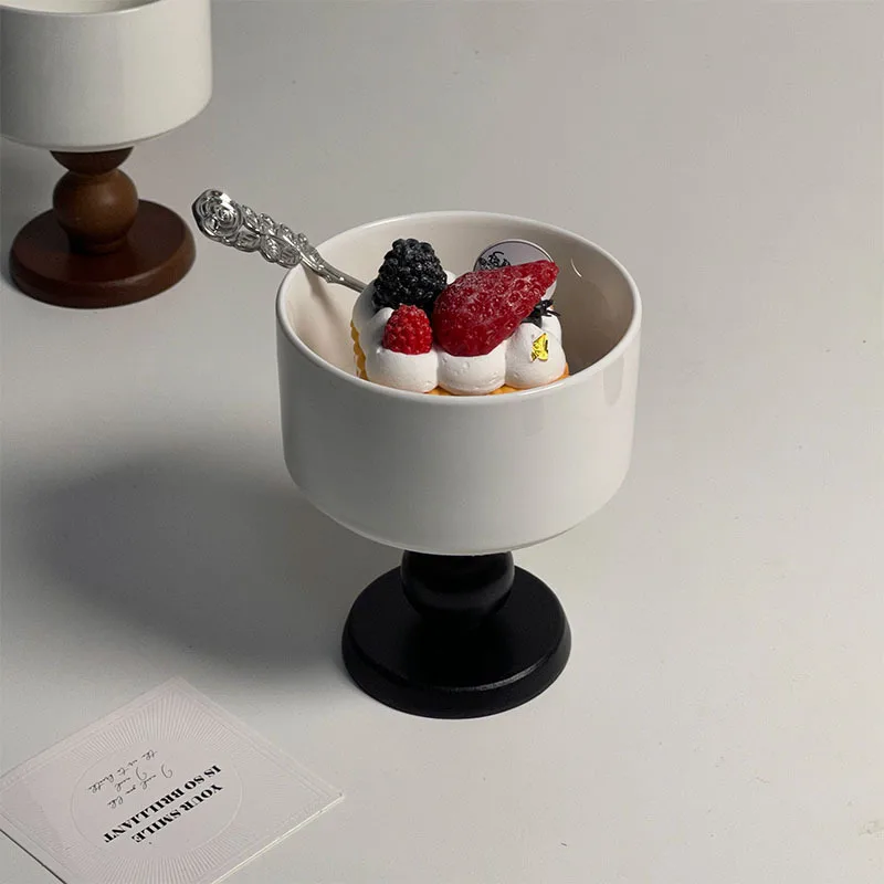 French ins style retro ceramic tall cup shape bowl tall cocktail advanced decoration dessert bowl