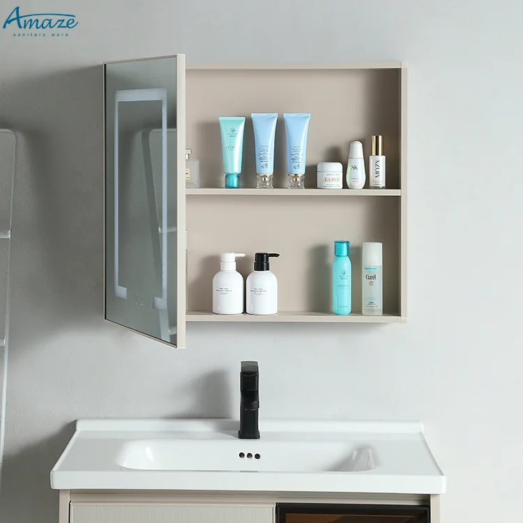 New design wholesale vanity basin bathroom furniture sink wall mounted bathroom mirror cabinet details