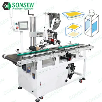SONSEN Industrial Custom Box and Bag Flat Automatic Labeling Machine, Cosmetics and Food Packaging Sticker Machine