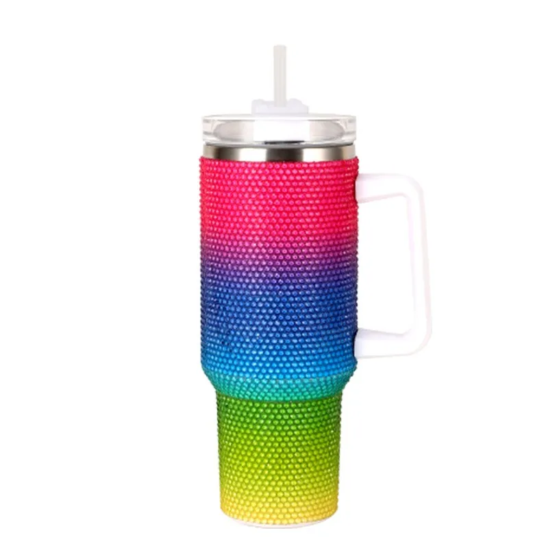 Gift Use Glitter 40oz Rhinestone Bling Diamond Vacuum Insulated Stainless Steel Bottle Cup 40oz Tumbler with Handle with Lids