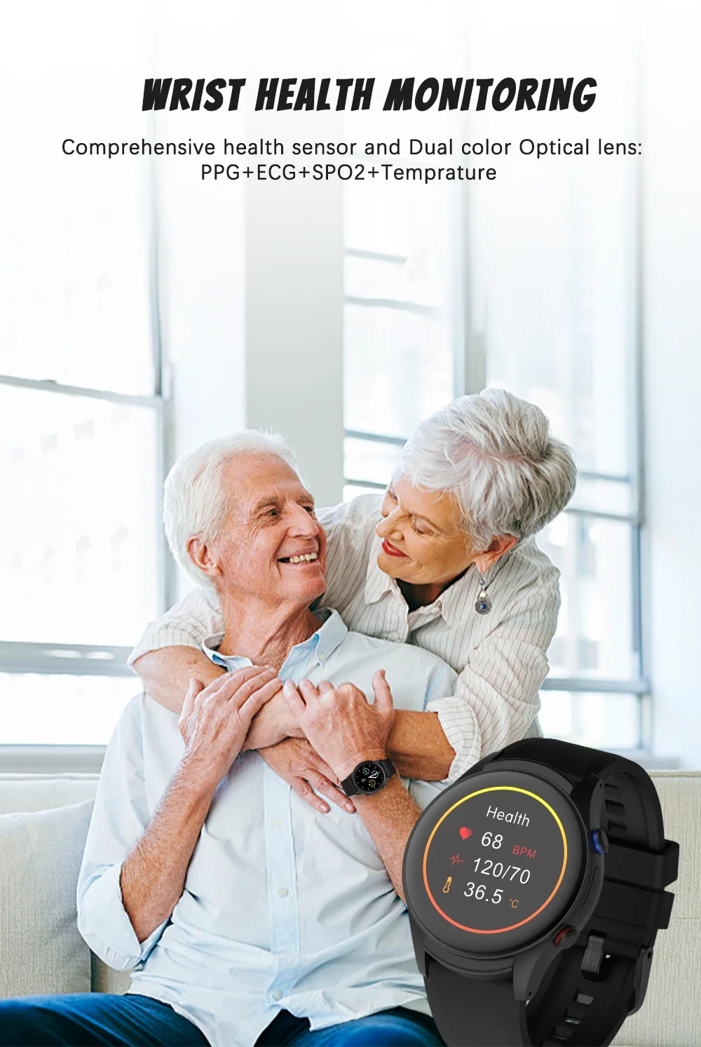 Smart Watch for Seniors with Fall Detection NL08S ECG