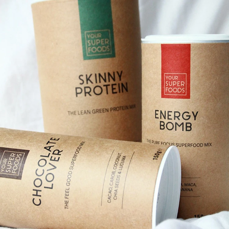 Biodegradable Eco Friendly Powder Container Tea Coffee Bean Oats Paper Cylinder Round Tube for Food Packaging