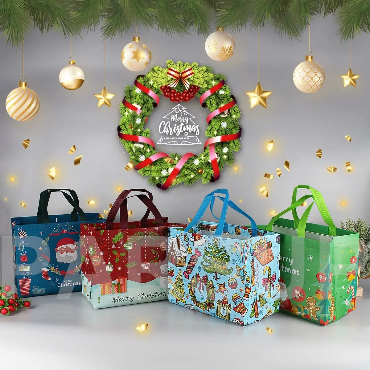 Navidad Amazon Para Regalo Bolsas De Mano De Navidad Con Asas