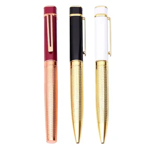 Luxury White Gold Square Barrel Roller Ball Pen High Quality Gift Custom Print Logo Metal Ballpoint Pen Heavy Signature Pen