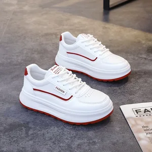 2026 New Korean Style Ins Female Students Sports Skate Shoes Small White Lace-Up Casual Shoes Thick-Soled Height-Increasing