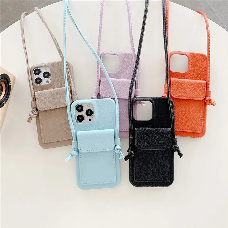 Wholesale Fashion Crossbody Lanyard Phone Case For iPhone 13 12 mini 11 Pro  Max XS Max X 14 7 8 Plus Cover Cute wallet Card Bag Cases From m.