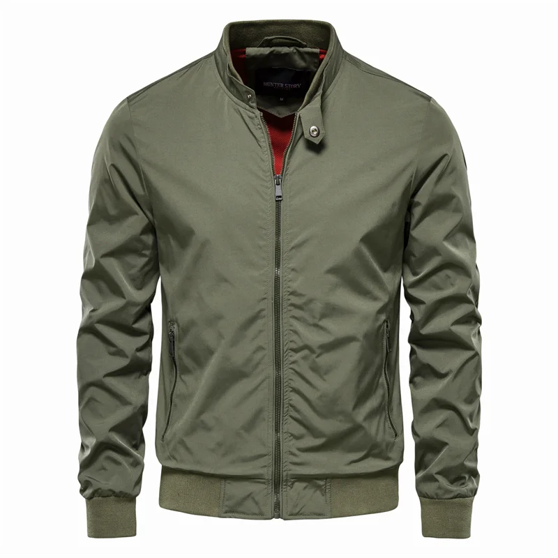 Men's Jacket Solid Colour Stand Collar Casual Winter Outerwear_voghion.com
