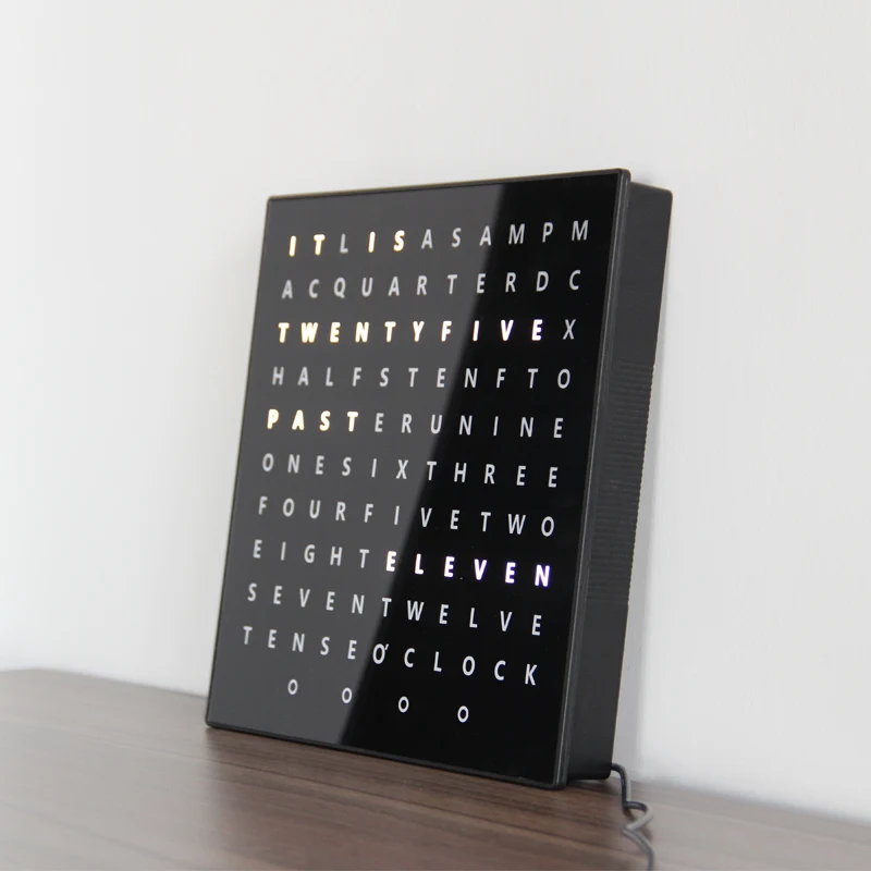 Led English Word Wall Clock Digital Night Light Clock Decor