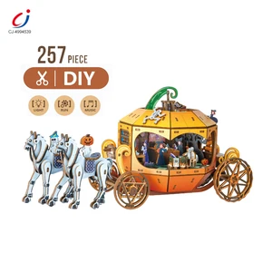 Chengji New Style Handmade Wooden Jigsaw Puzzle Pumpkin Horse Music  Light Run Diy Creative Educational 3d Wooden Jigsaw Puzzles