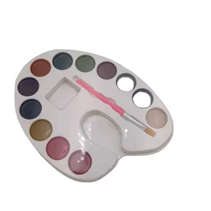 12 Colors Drawing Watercolor Brush Paint Art Set for Kids  Tray Paint Sets with Brush for Kids and Adults