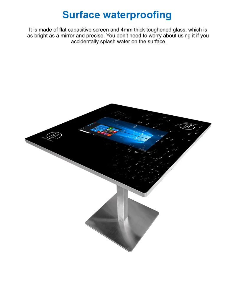 Kingsun 21.5 inch smart table waterproof wireless charged interactive pcap touch screen table