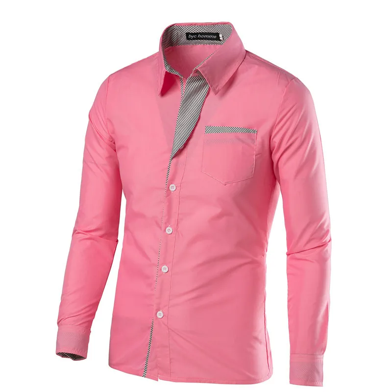 New Fashion Men's Satin Blouse Spring Autumn Long Sleeve Business Tops Solid Contrast Color Button Lapel Casual Shirt Breathable