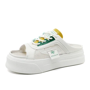K8712 Fashion Trend Women's Summer Mesh Breathable Shoes Thick Sole Heightening Cool Slippers Anti-Slip Evergreen Made China