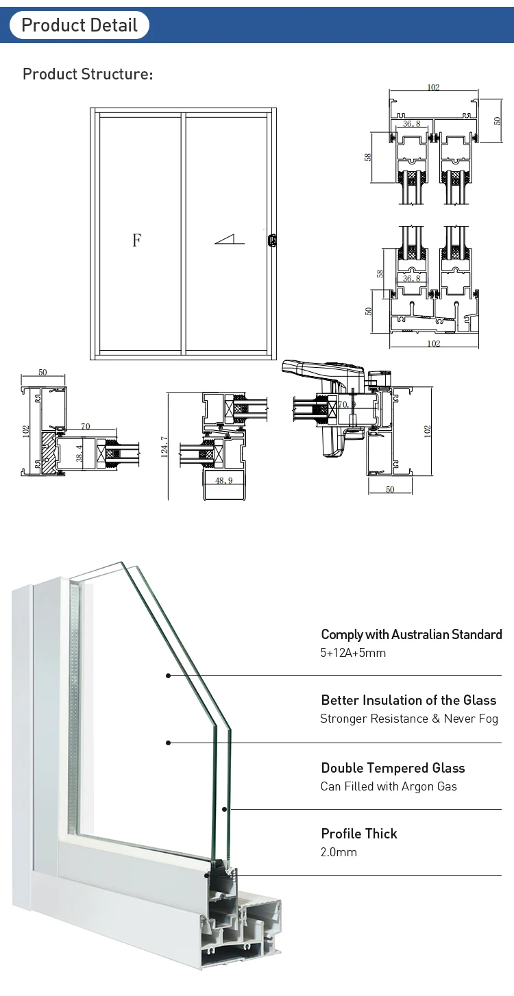 As2047 Australian Sliding Door Double Glazed Glass External Patio Door Exterior Soundproof 7084