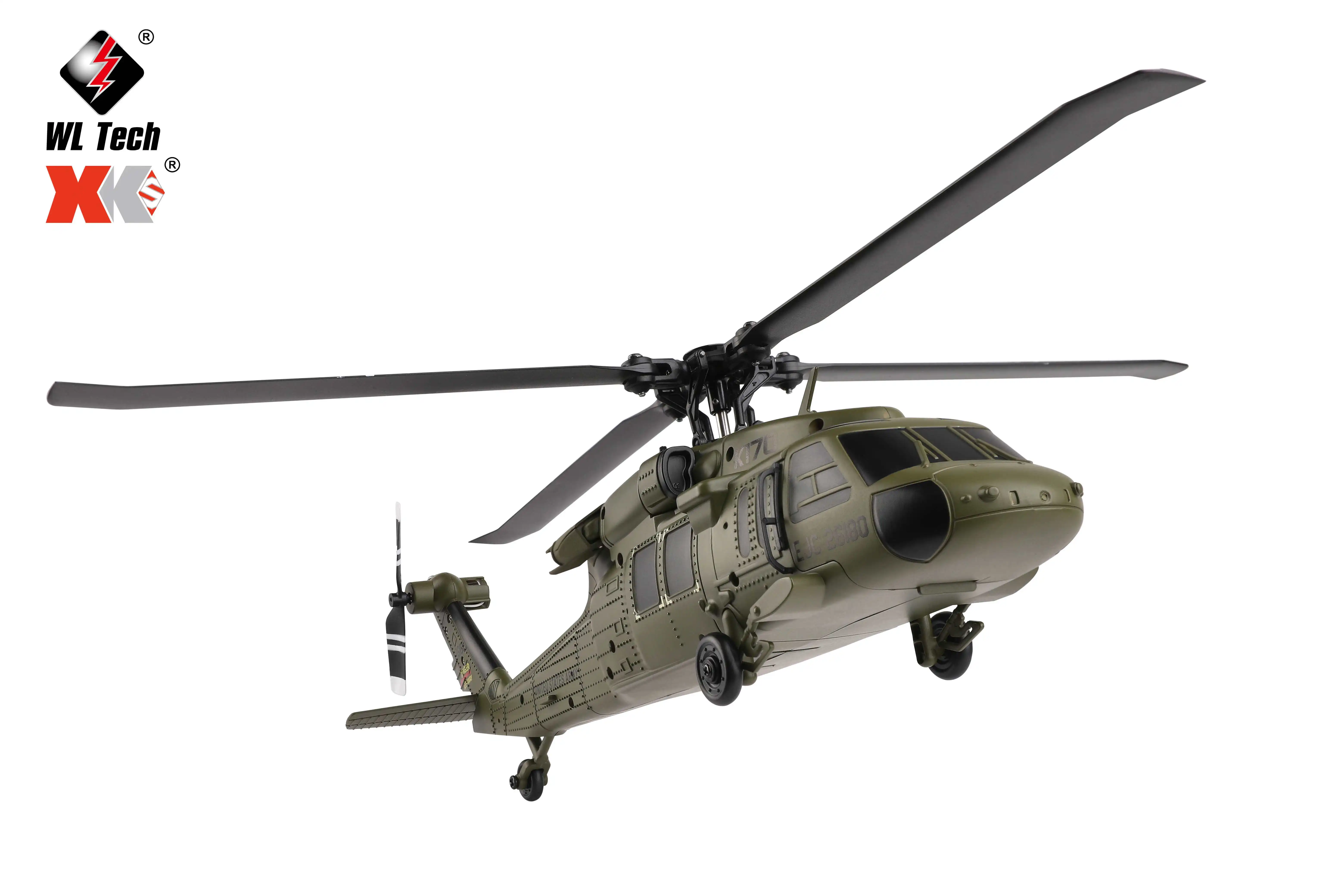 HOSHI Wltoys K170 UH-60L 2.4G 4CH 6-Axis Gyro Brushless Motor Military Green RC Helicopter RTF XK K170 Toys