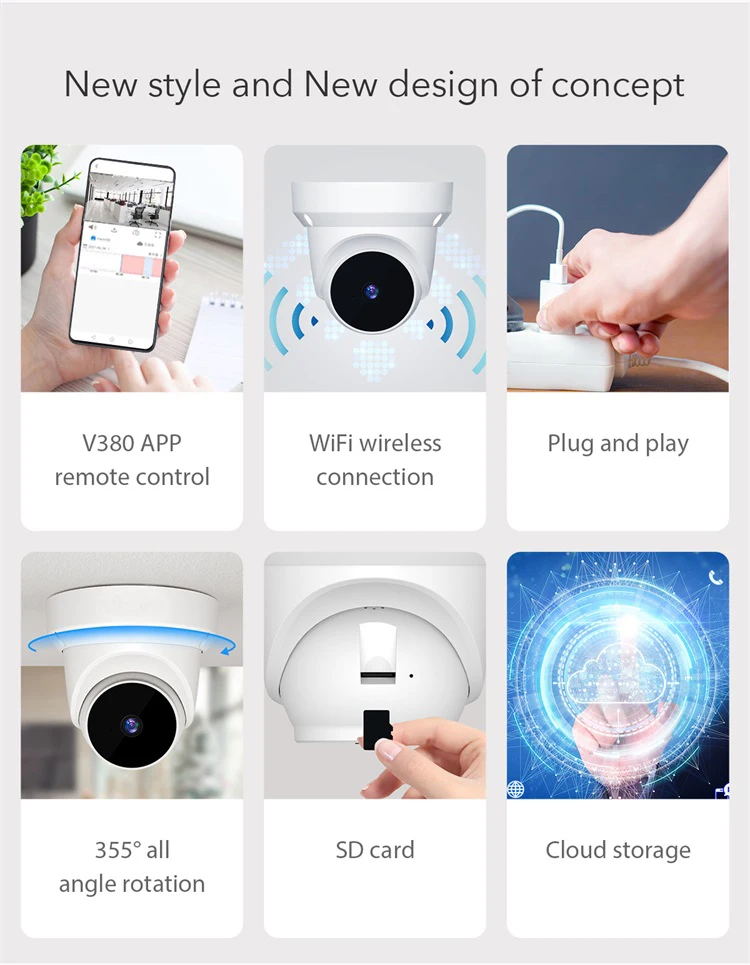 5mp Smart Wifi Dome Ip Camera Home Security Cctv Camera 360 Degree Wide