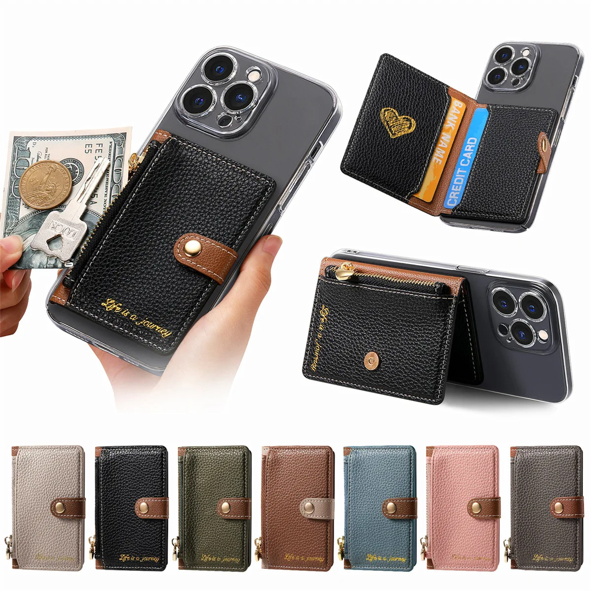 credit card sleeve for cell phone Holder sale 3M adhesive backing ensures that the card holder firmly stays on your phone without worry of it falling off Puxnoin Phone Card Holder, Leather