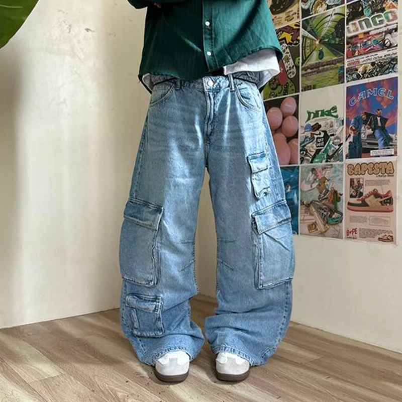 OEM Fashion Loose Fit Washed Hip Hop Jeans Wide Leg Pants