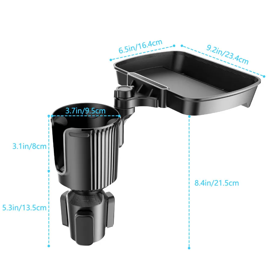 Upgrade 3-in-1 Multi-Function Car Food Table Tray Organizer Extendable Arm Flexible Design 360 Rotating Phone Mount Stand Black