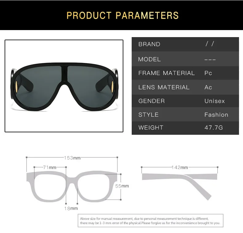 2024 Y2K Vintage Sunglasses Ladies Custom Logo High Quality Designer One Piece Oversized Blue/Black/Red UV400 Shield Shades