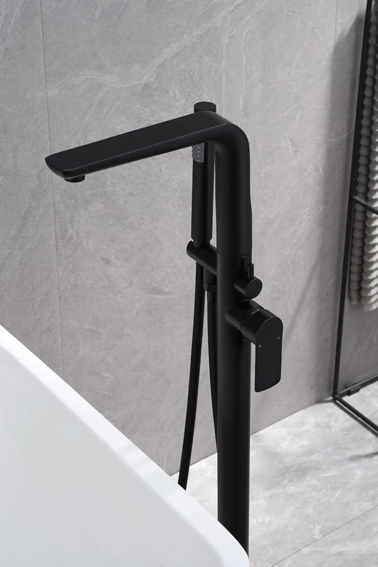 Ducha independiente del grifo de la bañera de latón de la función de agua fría caliente montada en el piso