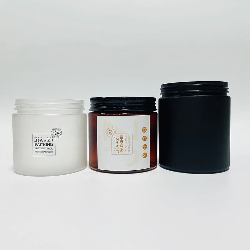 Cosmetics Storage Container 250g 300g 250ml 300ml Frosted Clear PET Plastic Jar With Plastic Screw Cap