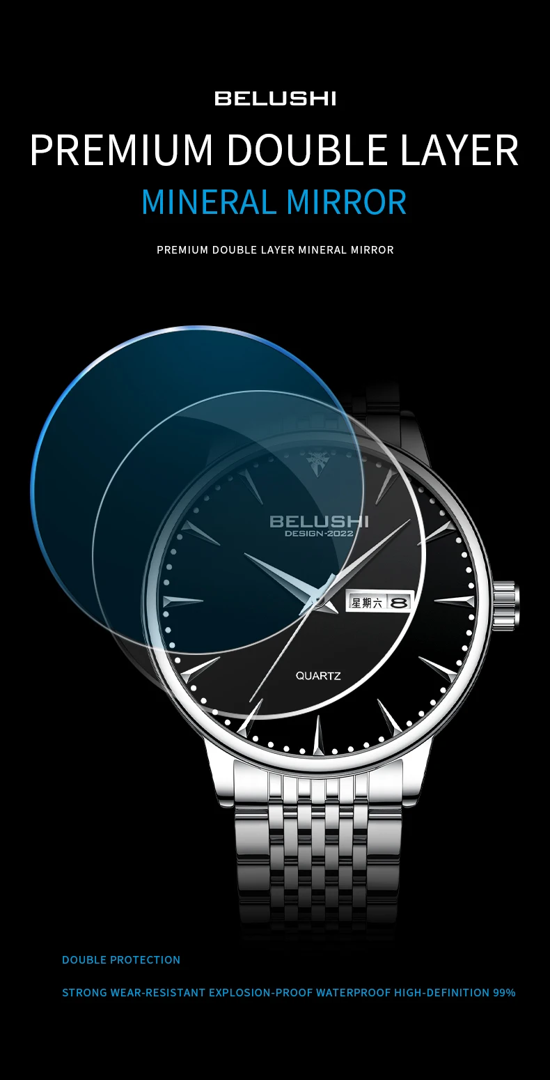 BELUSHI montre pour hommes Top marque montre à Quartz Design Simple montre-bracelet étanche Relogio Feminino
