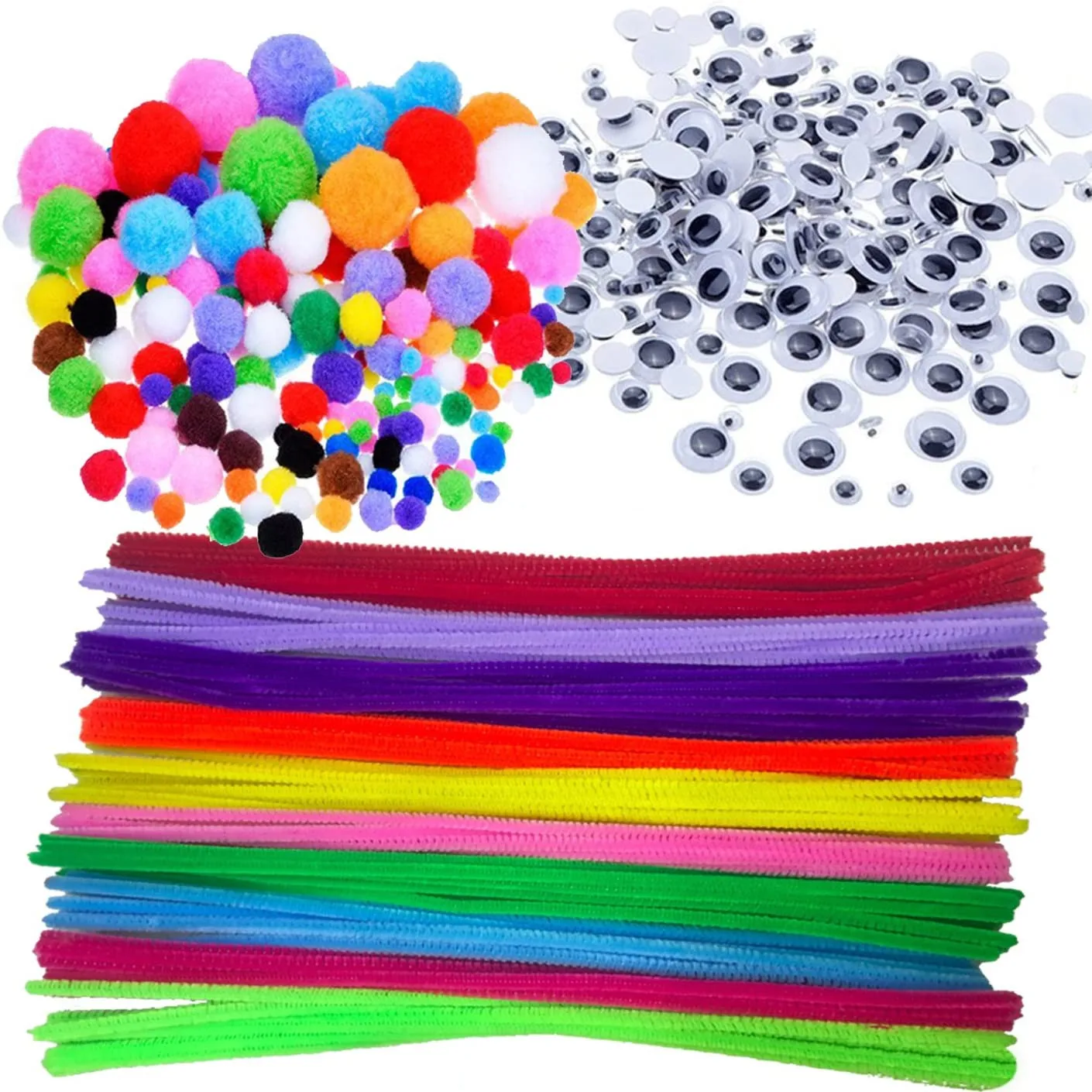 Lot De 250 Fils Chenille – 6 Couleurs (violet, Jaune, Rose, Vert, Blanc, Chair) – Pour Créations Manuelles, Bouquets, Bricolage – Avec Accessoires