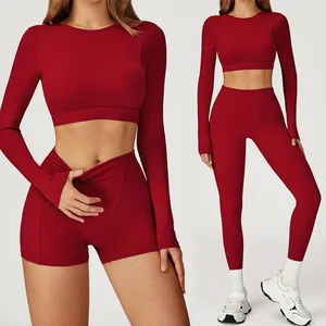 Bnice Custom Logo Two Pieces Set for Yoga Women Gym Wear Pantalones De Yoga Clothing Custom Long Sleeve Top Vest Sports Outfit