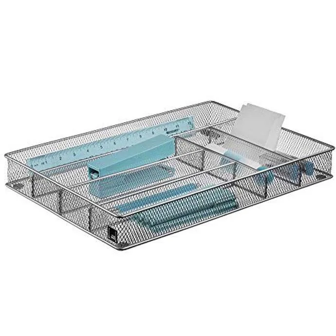 Поднос для столовых приборов черного и серебристого цвета 6 отсеков | кухонной утвари Органайзер ящика Коллекция