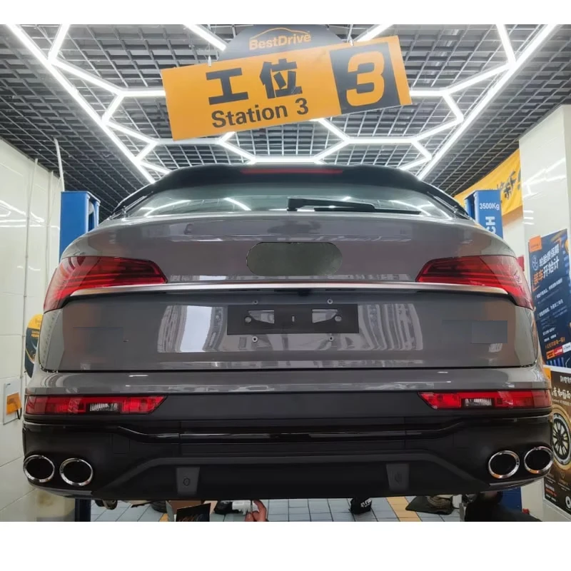Q5 SportBack Refit and Upgrade SQ5 Rear Diffuser and Pipe Exhaust SQ5 4 Out Style Rear Black Lip Pipe for Audi 2021 2022 2023