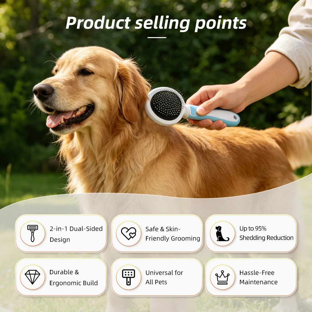 Wholesale Self Cleaning Stainless Steel Slicker Brush Eco-Friendly Eas - product detail 3