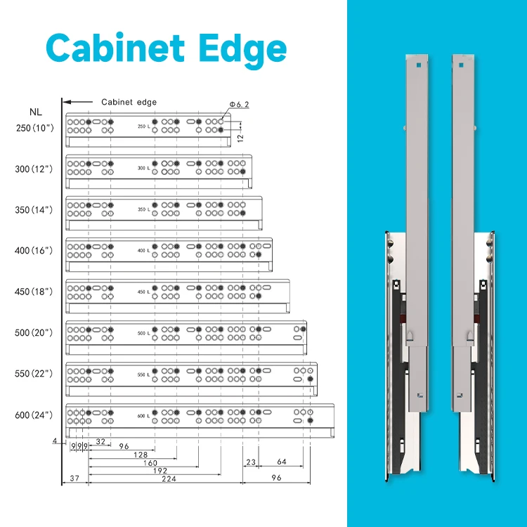 Topcent Telescopic Slide Rails - Heavy Duty & Full Extension