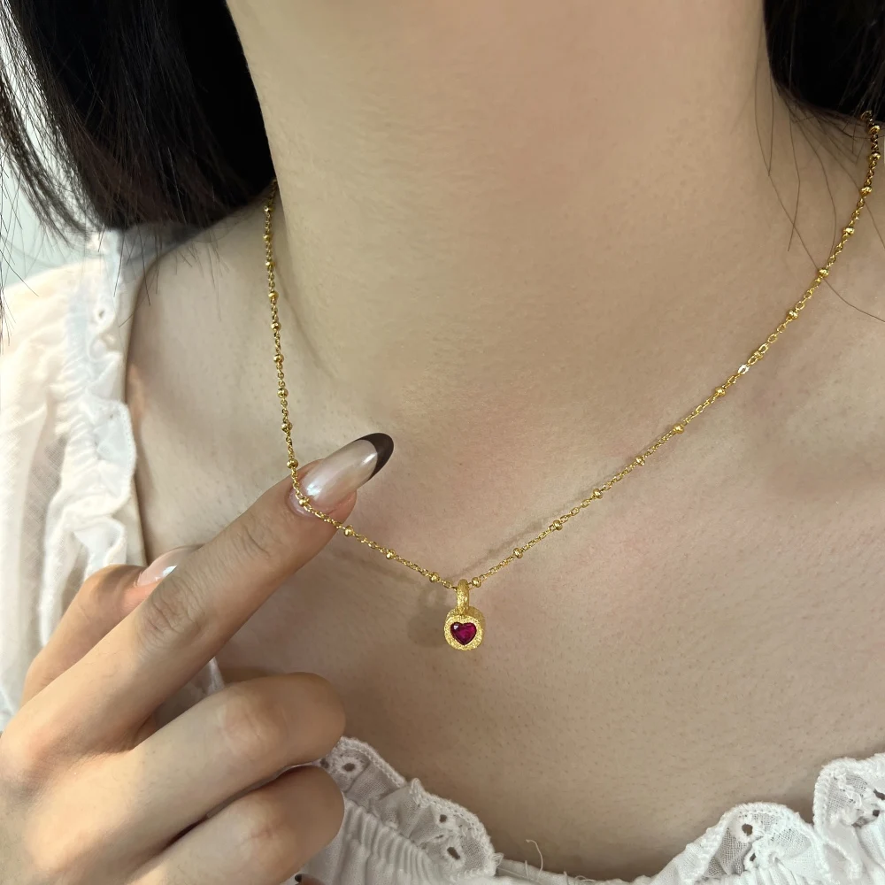 KAKODIY Charm Fashion Design Rhodium Plated 18K Gold 925 Sterling Silver Chain Bead Chain 5A Zirconia Heart Shape Pendant Necklace detail 4